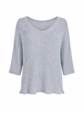 Calypso St Barth Summer Soft Loose Knit Sweater 3/4 Sleeve Grey Blue Sz XS